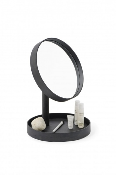 Dark Oak 'Look' Round Magnifying Mirror